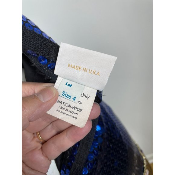 Sequin mini halter dress with jewels blue and gold by Alyce Designs Size XS/S - Picture 10 of 10